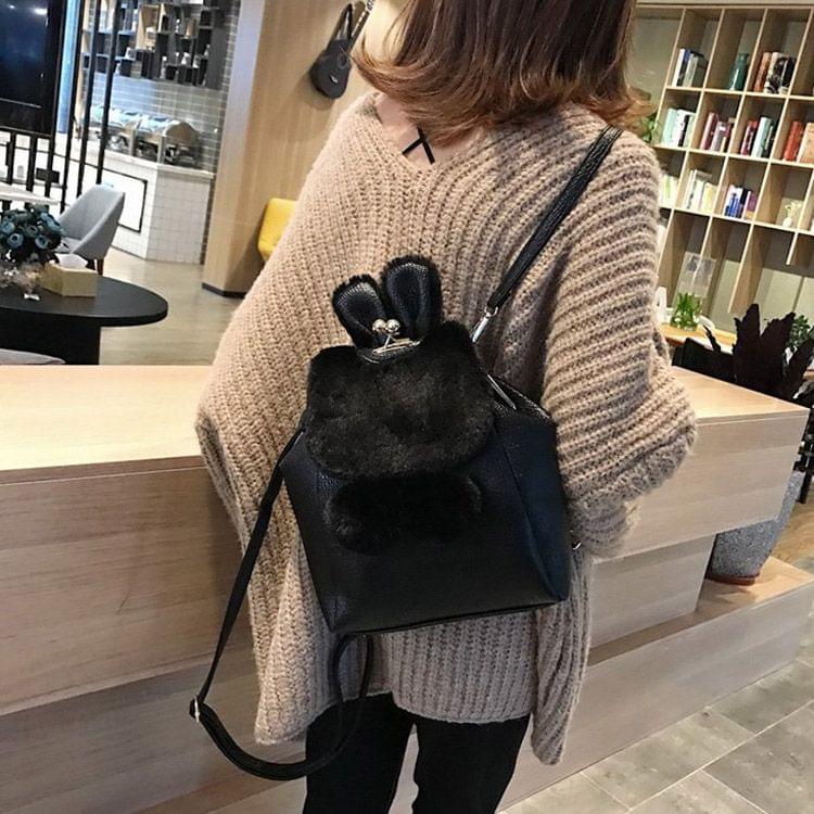 Multi-function Leisure Fashion PU Leather Slant Shoulder Bag Double Shoulders Bag(Black)