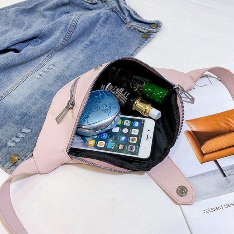 Solid Color Fashion PU Single Shoulder Bag Zipper Messenger Bag Casual Waist Chest Pockets Bag (Yellow)