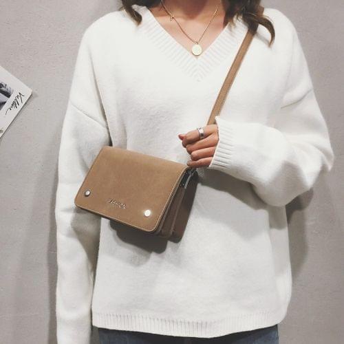 Square Bag PU Leather Shoulder Bag Ladies Handbag Messenger Bag (Khaki)