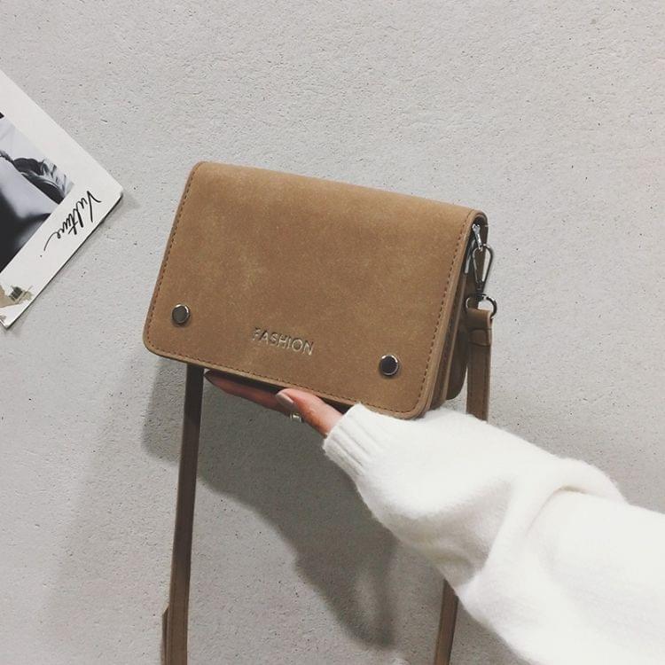 Square Bag PU Leather Shoulder Bag Ladies Handbag Messenger Bag (Khaki)