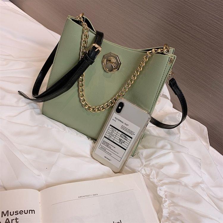 Solid Color Fashion Lock Buckle PU Singe Shoulder Bag Ladies Messenger Bag Chain Handbag (Pink)