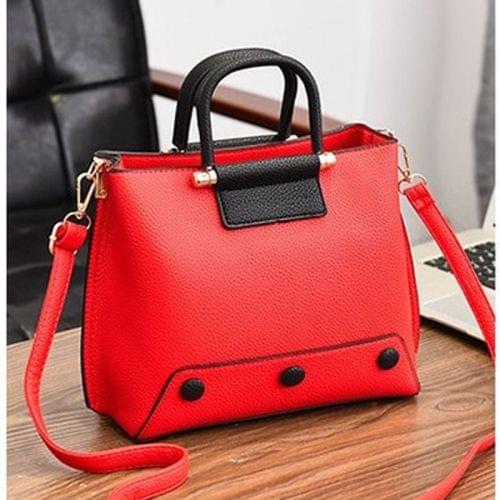Rivet Pattern Leisure Fashion PU Slant Shoulder Bag Handbag(Red)