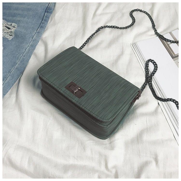 Fabric Texture PU Leather Chain Single Shoulder Bag Ladies Small Square Bag Messenger Bag Handbag (Green)