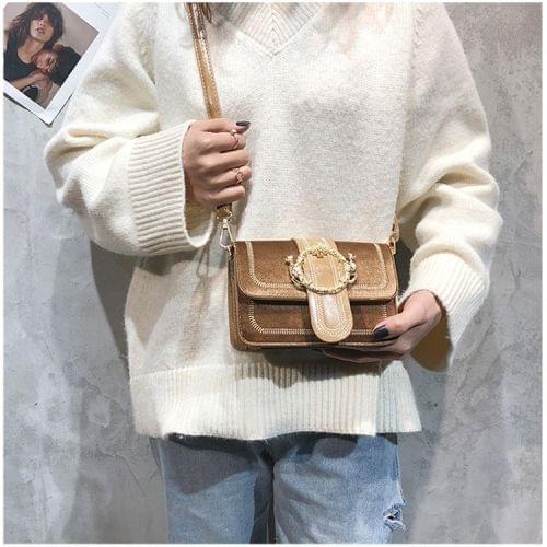 Fashion Fabric Surface PU Single Shoulder Bag Small Square Bag Ladies Messenger Bag Handbag (Brown)