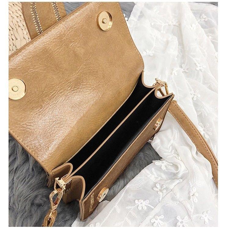 Fashion Fabric Surface PU Single Shoulder Bag Small Square Bag Ladies Messenger Bag Handbag (Brown)