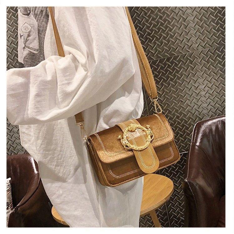 Fashion Fabric Surface PU Single Shoulder Bag Small Square Bag Ladies Messenger Bag Handbag (Brown)