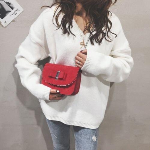 Suede Surface PU Leather Shoulder Bag Ladies Handbag Messenger Bag (Red)