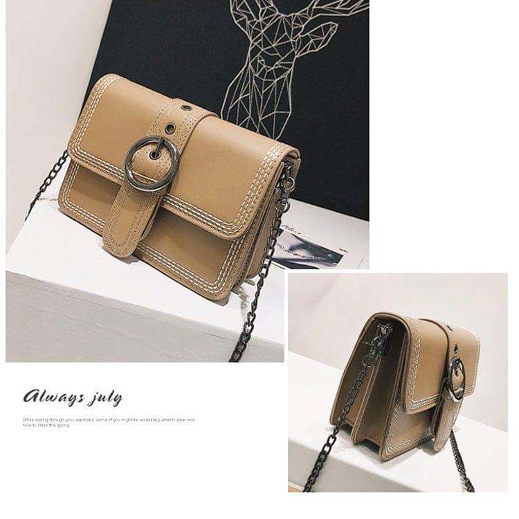 Retro PU Leather Small Square Ladies Messenger Bag Shoulder Bag (Khaki)