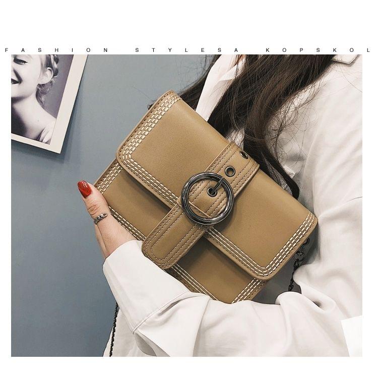 Retro PU Leather Small Square Ladies Messenger Bag Shoulder Bag (Khaki)