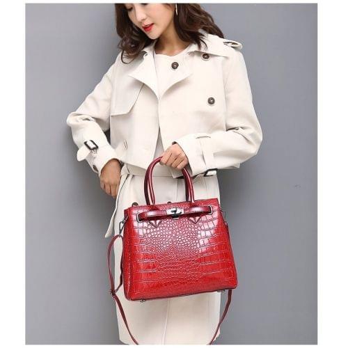 Casual Crocodile Texture PU Leather Shoulder Bag Ladies Handbag Messenger Bag (Red)