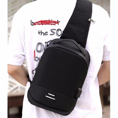 Multi-Function Oxford Portable Casual Single Shoulder Bag with Earphone Line Hole & USB Charging (Black)