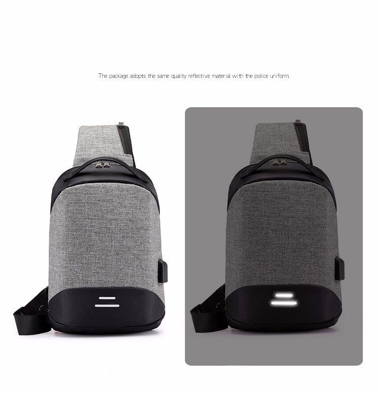 Multi-Function Oxford Portable Casual Single Shoulder Bag with Earphone Line Hole & USB Charging (Black)