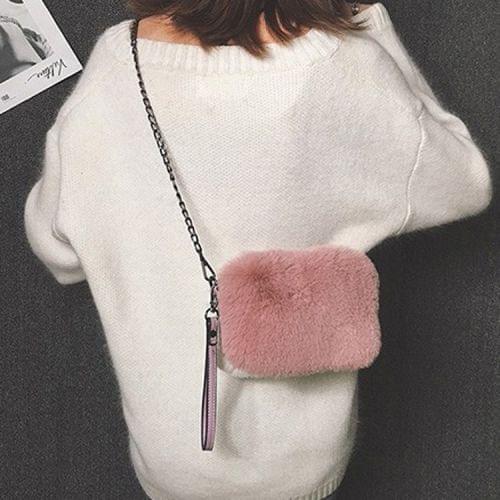 Leisure Fashion Plush Shoulder Bag Messenger Bag Handbag (Pink)