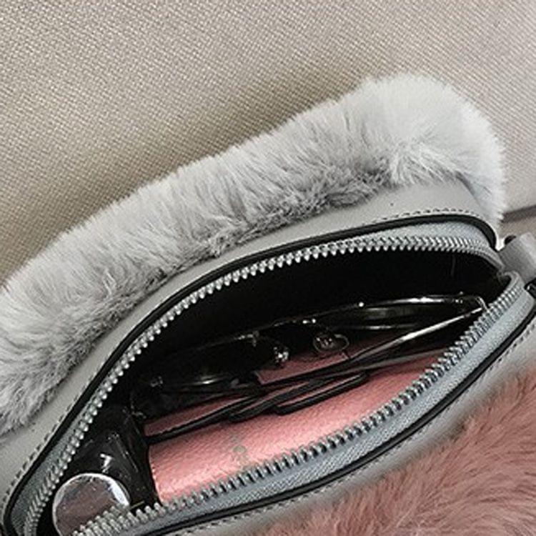 Leisure Fashion Plush Shoulder Bag Messenger Bag Handbag (Pink)