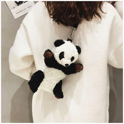 Panda Shape Leisure Fashion Cute Plush Slant Shoulder Bag