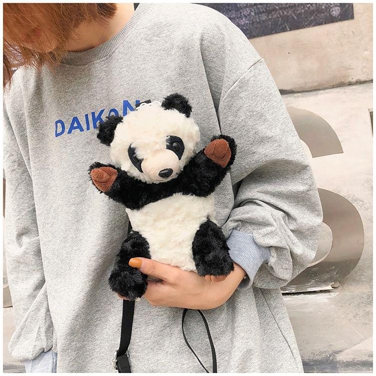 Panda Shape Leisure Fashion Cute Plush Slant Shoulder Bag