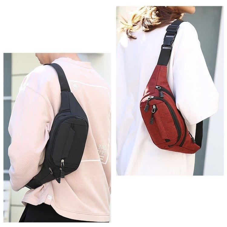 Pure Color Multi-function Pockets Waterproof Chest Bag Waist Crossbody Sports Bag (Blue)