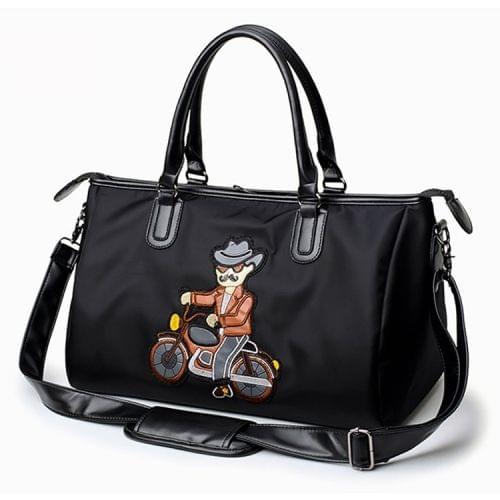 Cool Uncle Pattern Leisure Fashion Oxford Cloth Slant Shoulder Bag Handbag(Black)