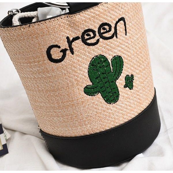 Casual Shoulder Bag Messenger Bag Ladies Handbag (White-Cactus)
