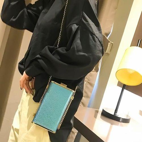 Metal Texture Small Bag PU Leather Single Shoulder Bag Cellphone Bag Messenger Bag (Blue)