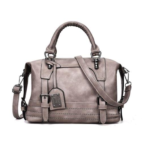Fashion Casual Retro Oil PU Shoulder Bag Ladies Handbag Messenger Bag (Grey)