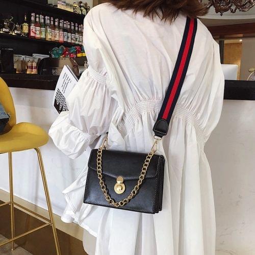Pure Color Fashion Double-strap Single Shoulder Bag Ladies Messenger Handbag (Black)