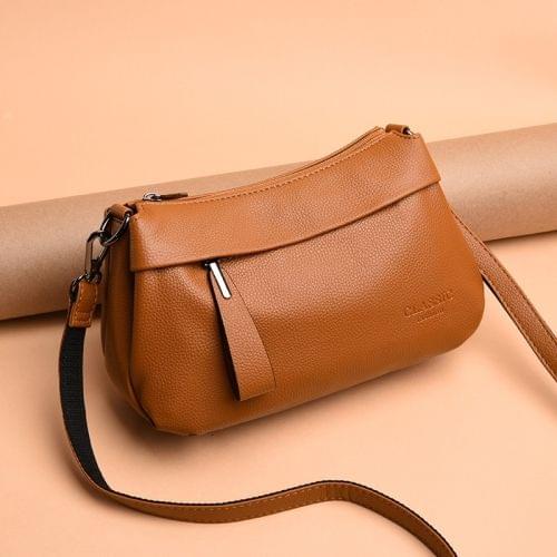 Litchi Texture Retro PU Multi-layer Messenger Bag Single Shoulder Bag Ladies Handbag (Yellow)