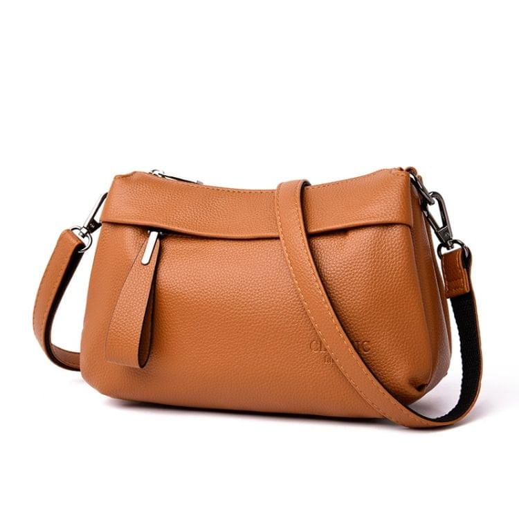 Litchi Texture Retro PU Multi-layer Messenger Bag Single Shoulder Bag Ladies Handbag (Yellow)