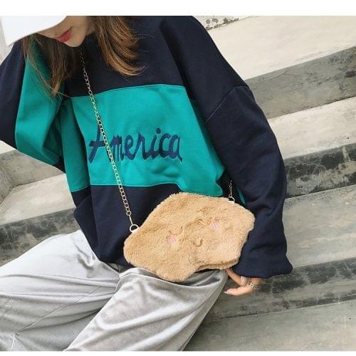 Cute Cloud-shaped Shy Face Fashion Plush Bag Ladies Handbag Chain Mobile Phone Bag (Brown)
