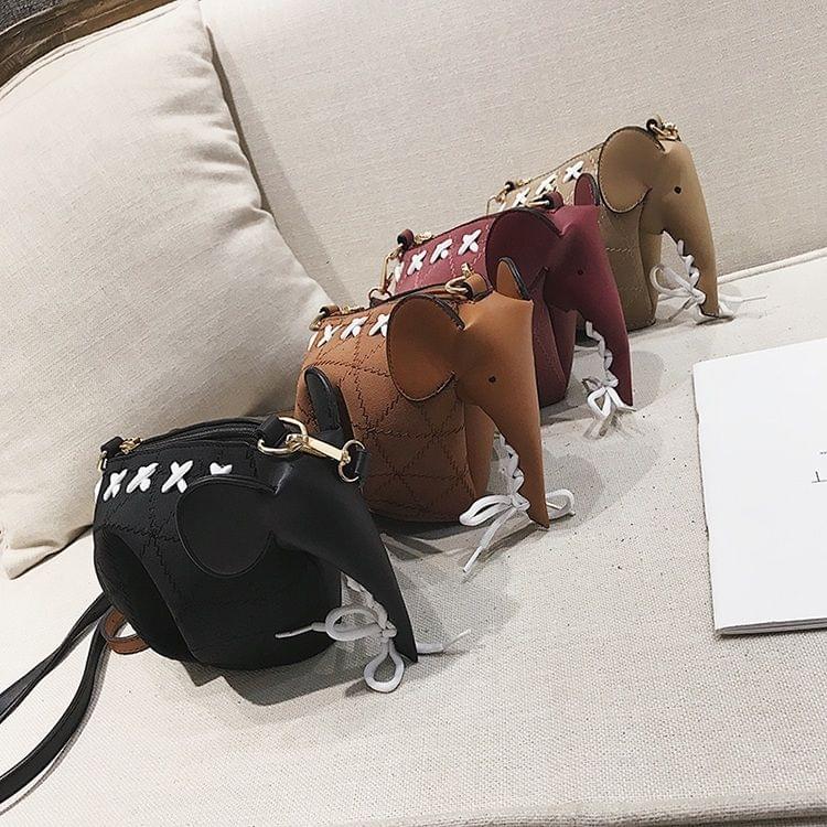 Elephant Style Matte PU Leather Shoulder Bag Ladies Handbag Messenger Bag (Brown)