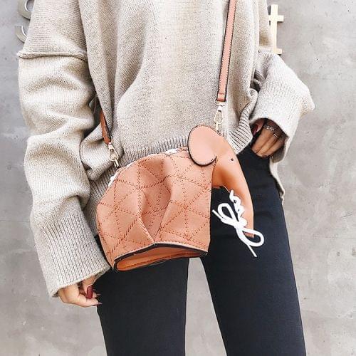 Elephant Style Matte PU Leather Shoulder Bag Ladies Handbag Messenger Bag (Brown)