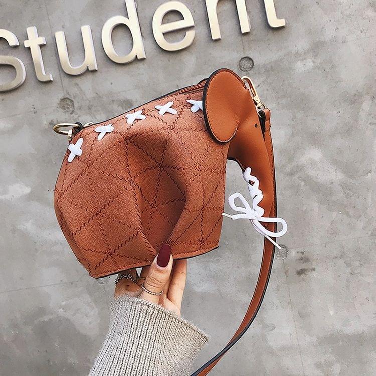 Elephant Style Matte PU Leather Shoulder Bag Ladies Handbag Messenger Bag (Brown)
