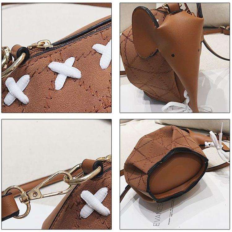 Elephant Style Matte PU Leather Shoulder Bag Ladies Handbag Messenger Bag (Brown)