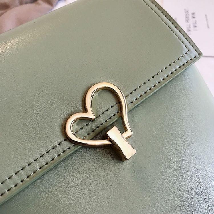 Heart Buckle PU Leather Single Shoulder Bag Ladies Handbag Messenger Bag (Black)