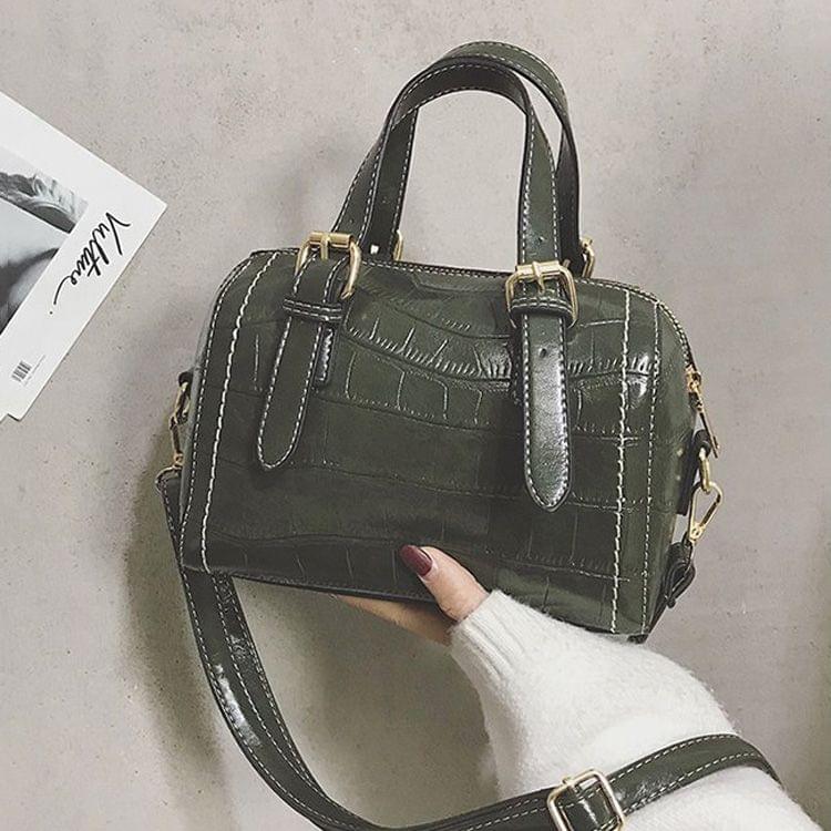Fashion Shiny PU Leather Small Square Handbag Ladies Shoulder Messenger Bag(Green)