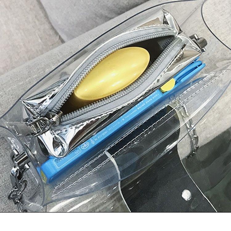 Leisure Fashion Transparent Shoulder Bag Messenger Bag Handbag (Black)