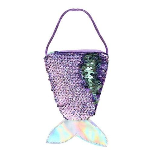 3 PCS Mermaid Tail Sequins Coin Purse Girls Crossbody Bags Card Holder Wallet(Violet)