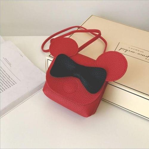 3 PCS Mini  Children Bowknot Handbag For Girls Cartoon PU Leather Shoulder Bag(Red)