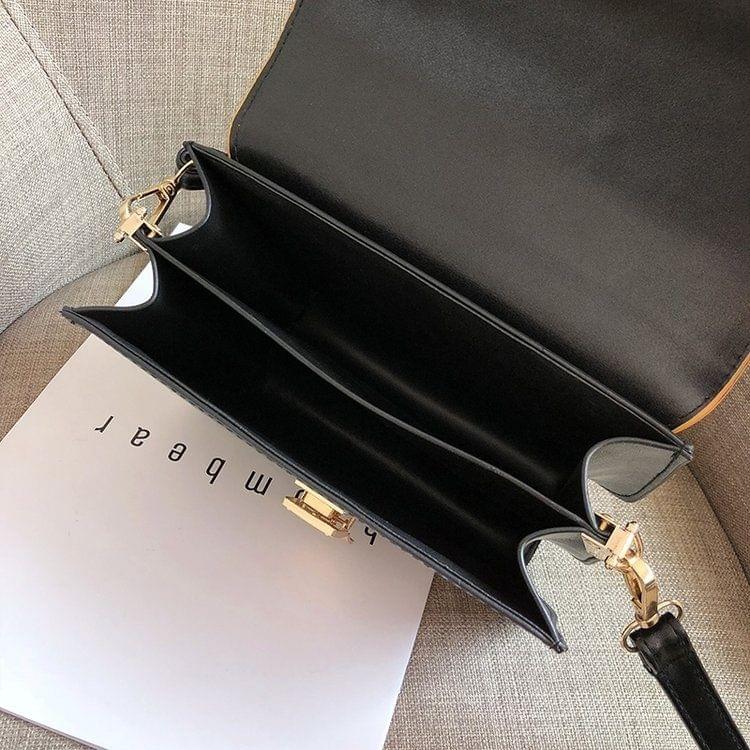 Lock Buckle Matte Color Matching PU Leather Single Shoulder Bag Ladies Handbag Messenger Bag (Yellow)