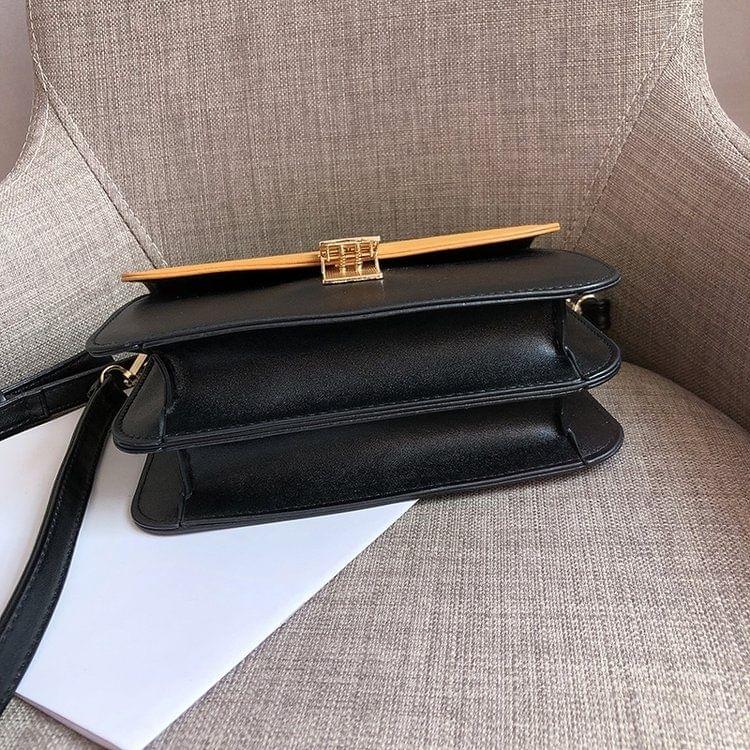 Lock Buckle Matte Color Matching PU Leather Single Shoulder Bag Ladies Handbag Messenger Bag (Yellow)
