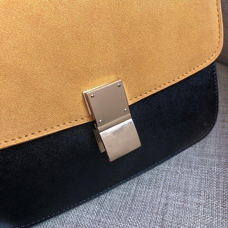 Lock Buckle Matte Color Matching PU Leather Single Shoulder Bag Ladies Handbag Messenger Bag (Yellow)