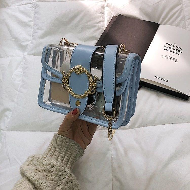 Clear Single Shoulder Bag Ladies Handbag Messenger Bag (Blue)