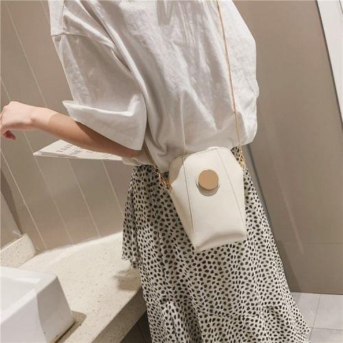 PU Leather Chain Single Shoulder Bag Ladies Handbag Messenger Bag (White)