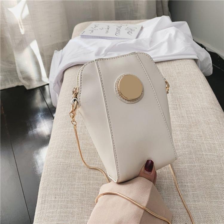 PU Leather Chain Single Shoulder Bag Ladies Handbag Messenger Bag (White)