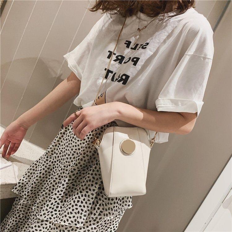 PU Leather Chain Single Shoulder Bag Ladies Handbag Messenger Bag (White)