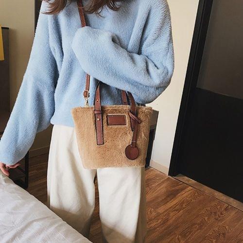 Leisure Fashion Plush Shoulder Bag Messenger Bag Handbag(Brown)