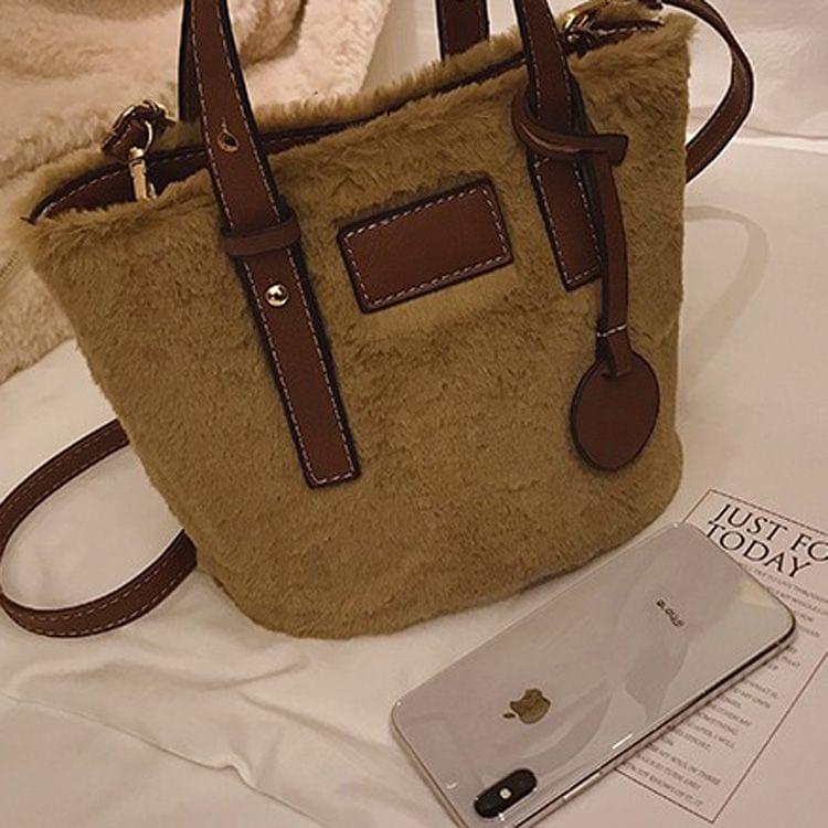 Leisure Fashion Plush Shoulder Bag Messenger Bag Handbag(Brown)