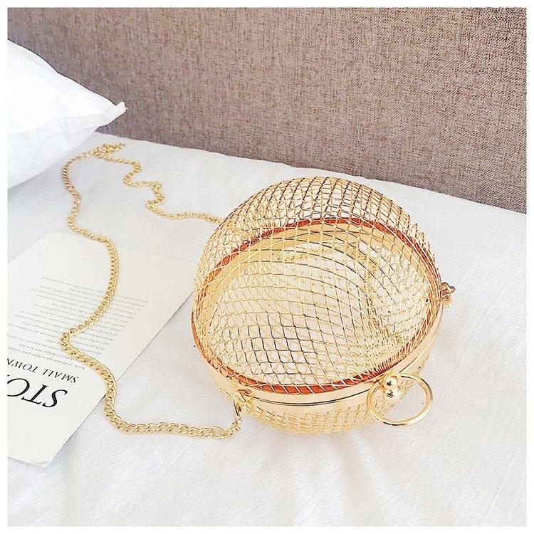 Personality Fashion Alloy Ball Chain-strap Single Shoulder Bag Ladies Messenger Bag Handbag (Gold)