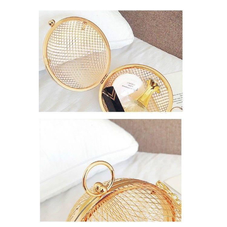 Personality Fashion Alloy Ball Chain-strap Single Shoulder Bag Ladies Messenger Bag Handbag (Gold)