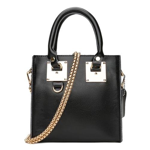 Leisure Fashion Oil Wax Cowhide Leather Shoulder Messenger Bag Handbag (Black)